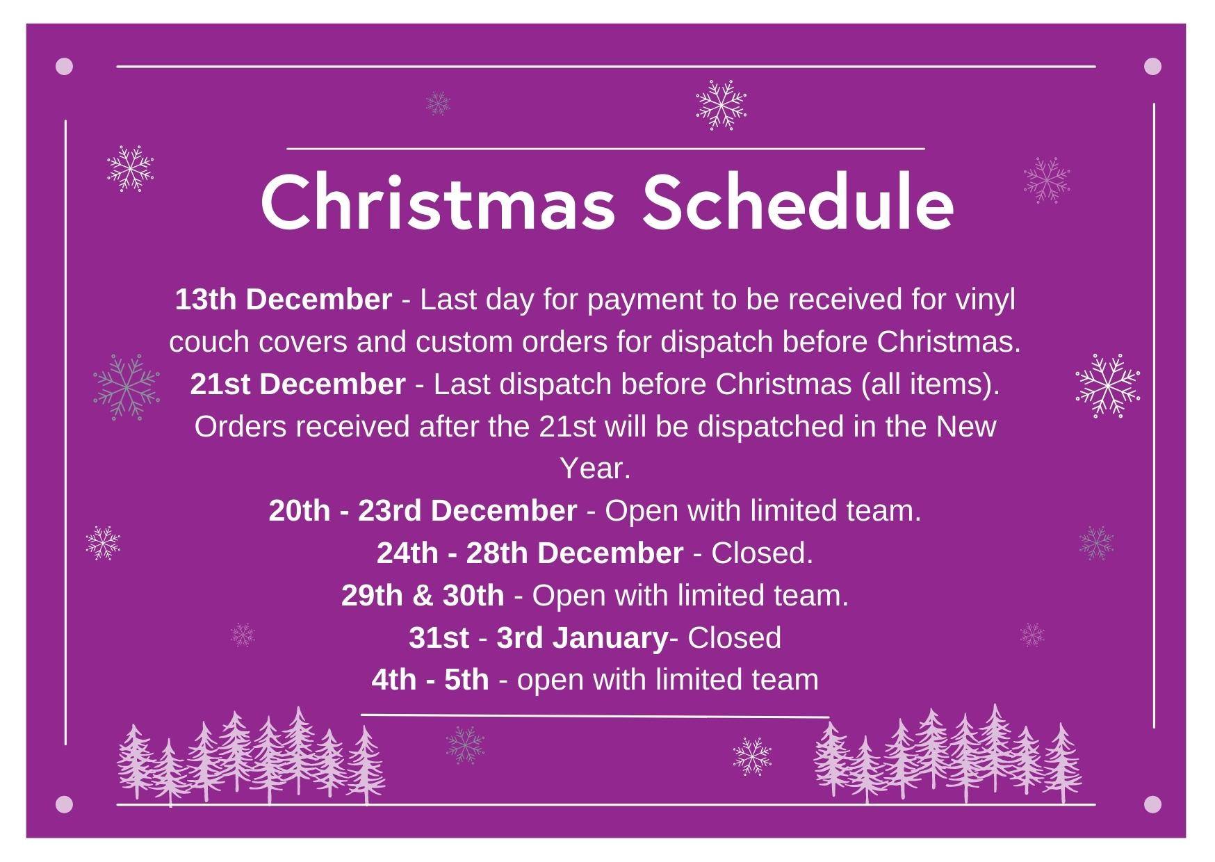 Christmas Schedule Belloost®